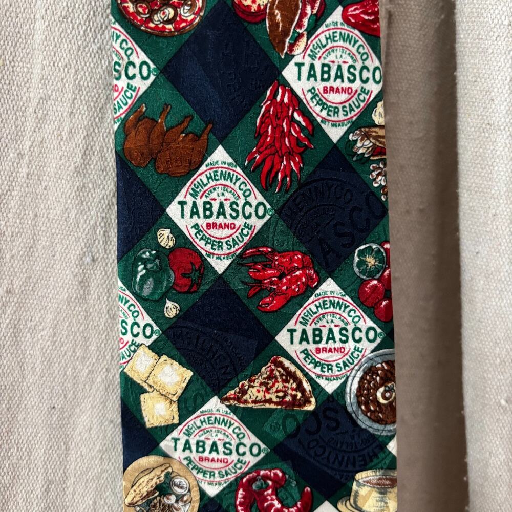 Tabasco Men's Neck Tie Novelty Silk Hot Sauce Fan Foodie Necktie Kitchy